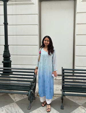 Yamini Viscose georgette ombre kurta- blue