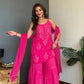 Yashika Viscose strappy Short Kurti Gharara Set - Pink
