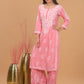 Rayon Chikankari Kurta Palazzo - Pink