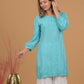 Mulmul Cotton Chikankari Short Kurta- Blue