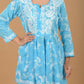 Mulmul Cotton Kurta & Palazzo Chikankari Set - Blue