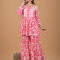 Mulmul Cotton Kurta & Palazzo Chikankari Set - Pink