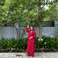 Falak Chanderi Buta Kurta set- Red