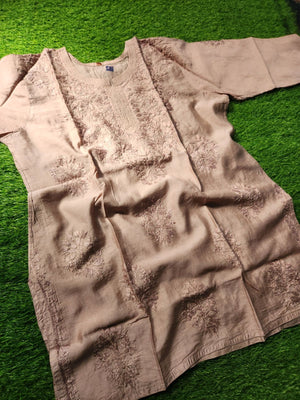 Jiya Chanderi short kurti- Brown