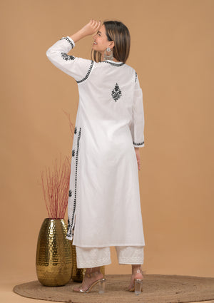 Cotton Chikankari Kurta- White