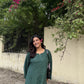 Aisha Rayon Chikankari kurta palazzo set- Dark Green