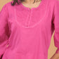 Mulmul Cotton Chikankari Short Kurta- Pink