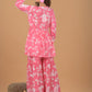 Mulmul Cotton Kurta & Palazzo Chikankari Set - Pink