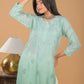 Chanderi Ombre Chikankari Long Kurta - Green