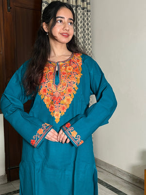 Tisha woollen kurta set- Teal