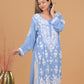 Modal 3D Chikankari Long Kurta- Blue