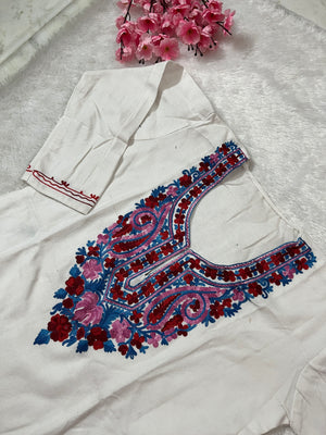Ziya Kashmiri Short woollen kurti- White