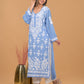 Modal 3D Chikankari Long Kurta- Blue