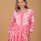 Mulmul Cotton Kurta & Palazzo Chikankari Set - Pink