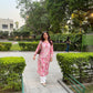 Zoya Kota cotton print Chikankari Kurta- Pink