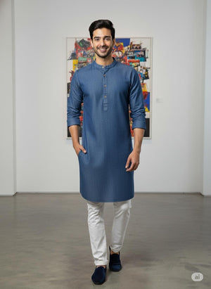 Denim Cotton Men’s long Kurta