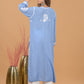 Modal 3D Chikankari Long Kurta- Blue