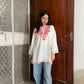 Trisha Kashmiri Short Cotton kurti- White