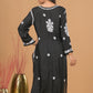 Modal 3D chikankari Long Kurta- Black