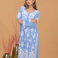 Modal 3D Chikankari Long Kurta- Blue