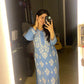 Jiya Rayon Chikankari Long Kurta- Blue
