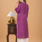 Chanderi Mukaish Chikankari Long Kurta - Purple