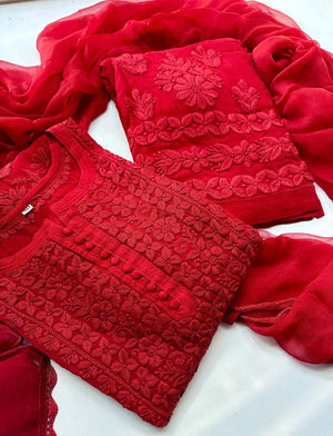 Rashmi Viscose georgette kurta Set with dupatta - Red