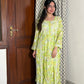 Vaishali Mulmul Chikankari Kurta- Green