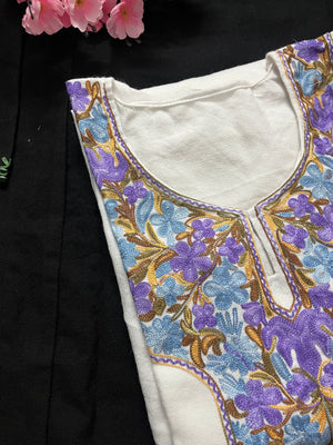 Noor Aari Woollen Pheran- White