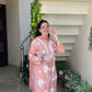 Saili Muslin kurta suit set- Peach
