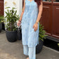Seher Chanderi sleeveless Pastel Kurta Set- Blue