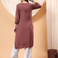 Diya chikankari modal kurta- Brown