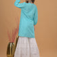 Mulmul Cotton Chikankari Short Kurta- Blue