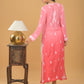 Muslin Chikankari Ombre Long Kurta - Pink