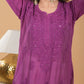 Chanderi Mukaish Chikankari Long Kurta - Purple