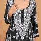 Modal 3D chikankari Long Kurta- Black