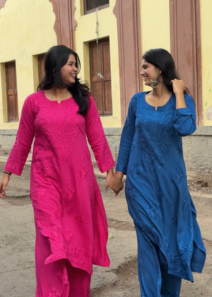 Riya Rayon Chikankari kurta palazzo set