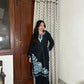 Zoha Kashmiri wool long kurta- Black