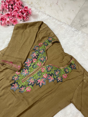 Ziya Kashmiri Short woollen kurti- Beige