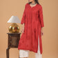 Chanderi Mukaish Chikankari Long Kurta - Red
