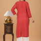Chanderi Mukaish Chikankari Long Kurta - Red