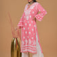 Modal 3D Chikankari Long Kurta- Pink