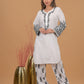 Cotton Chikankari Kurta Afgani Set- White