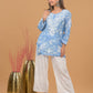 Mulmul Cotton Print Short Kurta- Blue