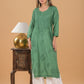 Chanderi Mukaish Chikankari Long Kurta - Green