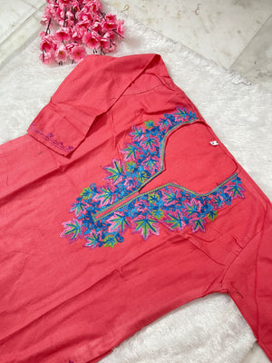 Ziya Kashmiri Short woollen kurti- Pink