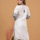 Cotton Chikankari Kurta Afgani Set- White