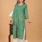 Chanderi Mukaish Chikankari Long Kurta - Green