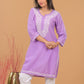 Cotton Chikankari Short Kurta-Purple