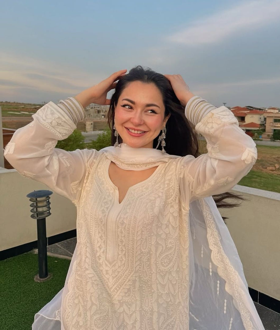 Hania viscose chikankari kurta set